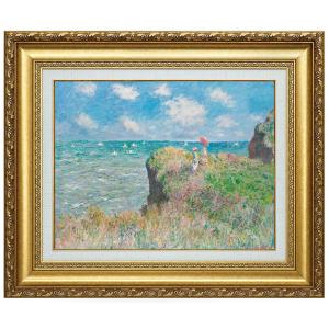 モネ プールヴィルの断崖の上の散歩 6号 立体複製名画