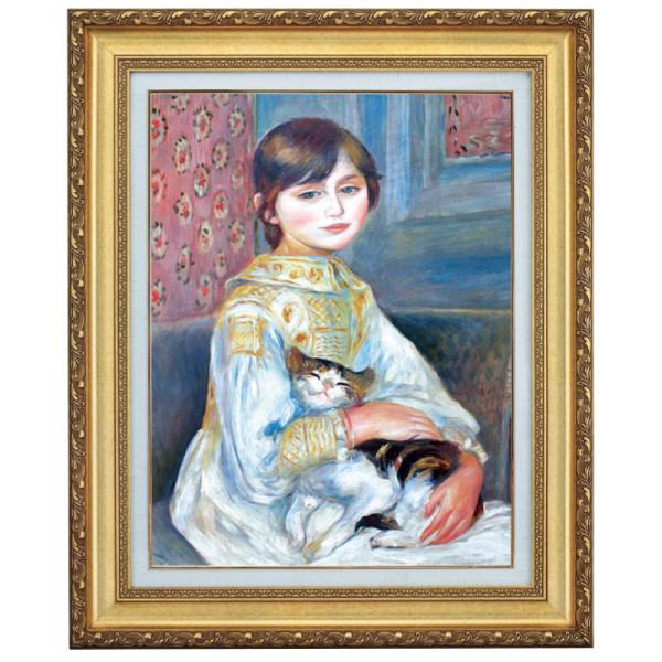 ルノワール 猫を抱く少女 10号 立体複製名画 額付き 壁掛け 有名画家 - アートの友社