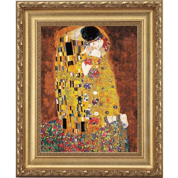 グスタフ・クリムト 接吻 4号 立体複製名画 美術品 レプリカ 絵画 額付き インテリア - アート...
