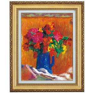 ルノワール 花の絵 菊の花束 4号 立体複製名画 絵画 額付き インテリア