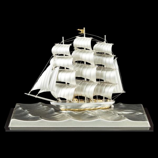 銀製帆前船 小 武比古 銀製置物 銀細工 スロープケース 伝統工芸 - アートの友社