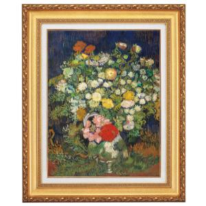 ゴッホ 薔薇 花瓶のバラ 4号 立体複製名画 額付き 壁掛け 有名画家