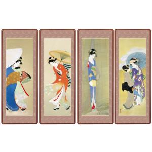 版画小西春玲作品　秋　紅葉 小西春玲 「 紅葉美人 」 色紙絵 絵画 日本画 美人画 秋の色紙