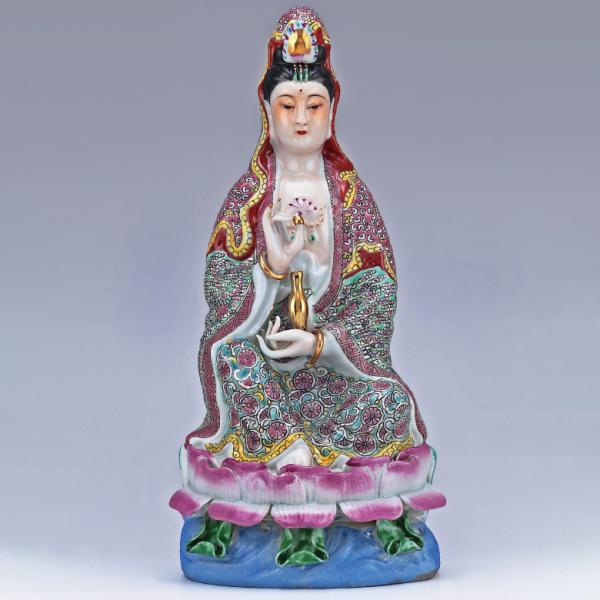 景徳鎮 紛彩観音像 中国 陶磁器 工芸 - アートの友社