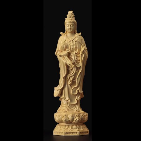 黄楊彫刻 勢至菩薩 仏像 仏像彫刻 浄土宗 立像4.5寸 - アートの友社
