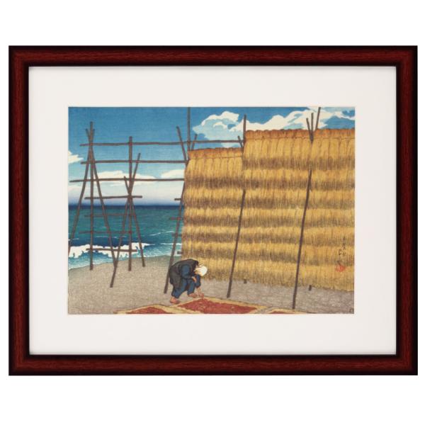 川瀬巴水 版画 作品 秋の越路 風景画 複製画 日本風景画 額付き 壁掛け