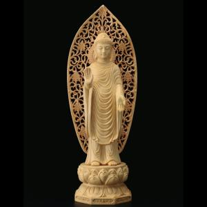 黄楊彫刻 阿弥陀如来 仏像 木彫像 - アートの友社 : くみあい