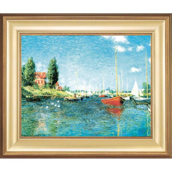 モネ 赤いボート・アルジャントゥイユ 3号 立体複製名画 額付き 壁掛け 有名画家 インテリア 絵画...