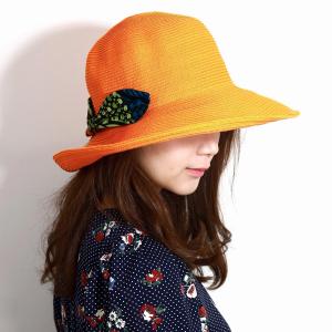 ハット 帽子 レディース ツバ広 大きなツバ カンガリボン 鮮やかなカラーリング オレンジ｜elehelm-hatstore