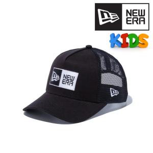 ニューエラ キッズ メッシュキャップ NEWERA Youth 9FORTY A-Frame トラッカー ボックスロゴ キャップ 子供 春夏 帽子 キッズ ブラック × ホワイト｜elehelm-hatstore