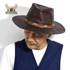 本革 カウボーイ ハット ヘンシェル レザー 帽子 HENSCHEL ダメージ