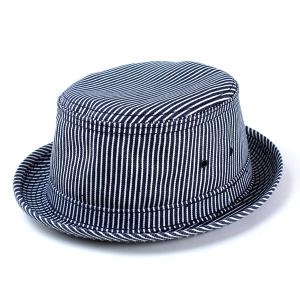 帽子 ハット メンズ ニューヨークハット New York Hat ヒッコリーストライプ ポークパイハット レディース 帽子 Hickory Stripe 3060 紺 ネイビー｜elehelm-hatstore