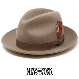 ニューヨークハット フェルト ハット メンズ ハット 帽子 中折れハット メンズ レディース ウールフェルトハット new york hat The Fedora アーモンド｜elehelm-hatstore