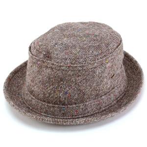 ハット メンズ ニューヨークハット 帽子 ポークパイハット ツイード TWEED STINGY 5540 ブラウン｜elehelm-hatstore