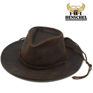 ハット メンズ レザーハット ヘンシェル 帽子 本革 コンチョ