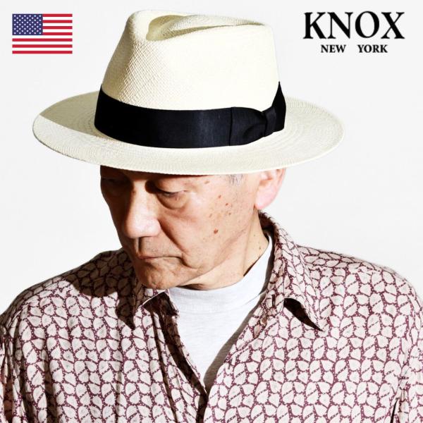 パナマハット メンズ 白 ノックス 高級 ハット オフホワイト KNOX 石目編み 夏帽子 パナマ ...