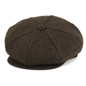 ニューヨークハット キャスケット ウール へリンボン NEWSBOY NEW YORK HAT 8方ハンチング 茶 ブラウン｜elehelm-hatstore