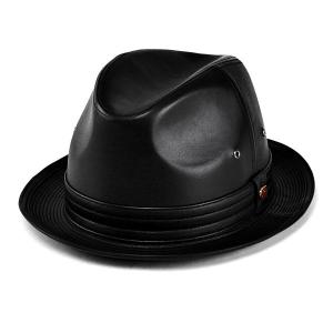 ハット メンズ ハット 帽子 中折れハット ボルサリーノ シープスキンレザー 本革 大きいサイズ ブラック｜elehelm-hatstore