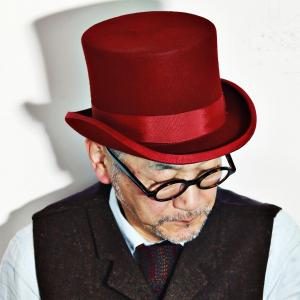 CHRISTYS' LONDON 帽子 トップハット クリスティーズロンドン シルクハット ウール100%の上質 フェルトハット メンズ レディース 秋冬 レッド 赤｜elehelm-hatstore