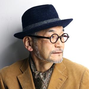 帽子 メンズ レザー 中折れ ハット ヘンシェル フェイクレザー 中折れ