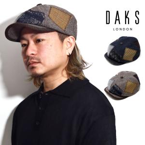 ハンチング ダックス キャスケット DAKS ブランド 帽子 ハウスチェック メンズ ハンチングキャスケット ウール パッチワーク柄 ダックスチェック 紳士｜elehelm-hatstore