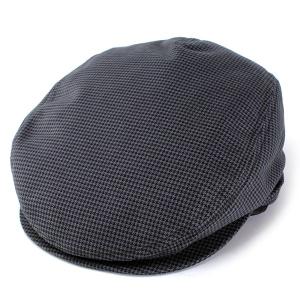 ハンチング 帽子 メンズ コットンハンチング ハウンドトゥース 折りたたみ可能 ブラック