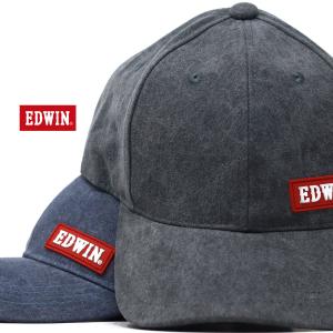 デニム キャップ 洗い加工 メンズ EDWIN 帽子 エドウィン 春夏 ツイルキャップ ベースボールキャップ サイズ調節可 コットン 黒 紺｜elehelm-hatstore