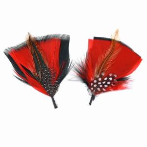 帽子 羽根 羽 帽子の羽根飾り 中折れハット フェルトハット 帽子アクセサリー hat【メール便OK!!】ブラックレッド・ドット柄