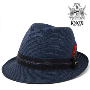 KNOX NEWYORK ブランド 帽子 夏 ハット メンズ 紳士 中折れハット ヘンプ 麻 ヘンプブレード 紺 ネイビー｜elehelm-hatstore