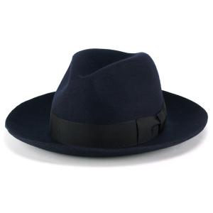 ワイドブリム フェルトハット FujiHat フジハット 中折れ帽 マーキュリー型 メンズ 紳士 帽子 紺 ネイビー