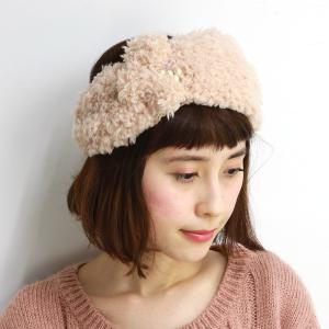 Barairo no boushi ハンドメイド バラ色の帽子 レディース プードルボアヘアバンド ターバン 帽子 秋冬 日本製 サーモンピンク｜elehelm-hatstore