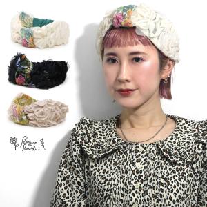 可愛い レディース ヘッドアクセ 花フリル 花レース ヘアバンド バラ色の帽子 春夏 リバーシブル シフォン フリル｜elehelm-hatstore