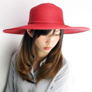 帽子 紫外線対策 SCALA つば広帽子 春夏 スカラ レディース UPF50+ ハット レッド｜elehelm-hatstore