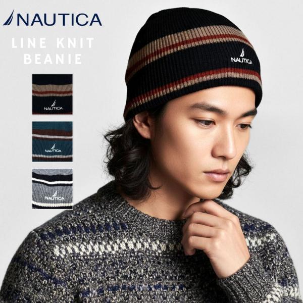 NAUTICA ビーニー メンズ ノーティカ ライン ニット帽 レディース 吸水速乾 抗菌防臭 90...
