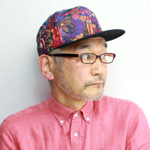 キャップ メンズ cap インポート カルロス・サンタナ サイケデリック 帽子 SANTANA フラットバイザー 総柄 春夏 マルチカラー｜elehelm-hatstore