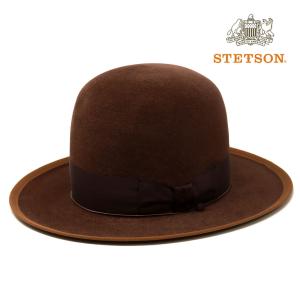 フェルトハット ステットソン CUSTOM V OPENCROWN 復刻 ラビット STETSON ハット ボーラーハット  メンズ 帽子 送料無料 中折れハット 中茶｜elehelm-hatstore