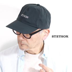メンズ 帽子 軽量 キャップ チャコール STETSON COOL DOTS 男性 ギフト CAP 撥水 通気性 ステットソン ポリエステル100% 手洗い サイズ調整可 大きいサイズ｜elehelm-hatstore