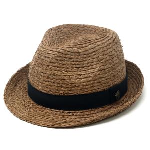 ハット 夏 麦わら帽子 ラフィア ブレードハット メンズ 中折れ レディース 帽子 大きいサイズあり 春夏 ストローハット 天然草 メダル 麦わら モカ｜elehelm-hatstore