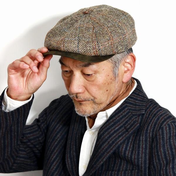 ハリスツイード 8方 ハンチング 帽子 メンズ STETSON CHADWICK 帽子 ウール メン...