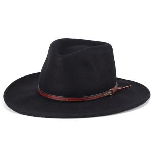 ステットソン 帽子 メンズ ハット ウェスタンハット stetson カウボーイ レザーベルト クラッシャブル 撥水 フェルト BOZEMAN ブラック｜elehelm-hatstore