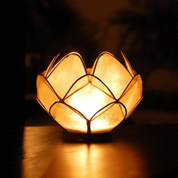 キャンドルホルダー ろうそくたて シェル 貝殻 アジアン雑貨 キャンドルランプ バリ リゾート 蓮 ...