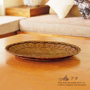 アジアン雑貨 大きなアタ製トレイ アジア工房 10303