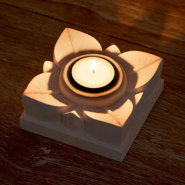 蓮の葉をモチーフにしたキャンドルホルダー アジア工房 10402