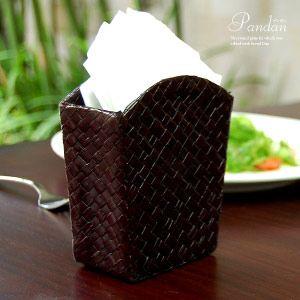 アジアン雑貨 パンダン製フレア型スタンドケース ブラウン