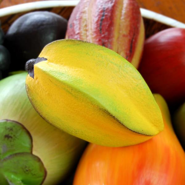 アジアン雑貨 木彫りフルーツ スターフルーツ アジア工房 10535