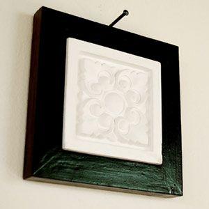 アジアン雑貨 オリエンタルなリーフが彫られたストーンレリーフ