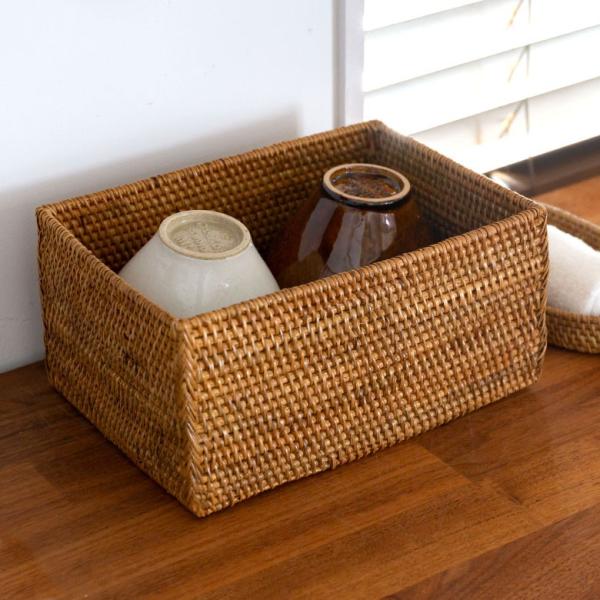 収納ボックス 長方形 ラタン バスケット 四角 箱 ケース カゴ アジアン バリ雑貨 おしゃれ BO...