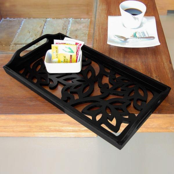 トレイ トレー お盆 収納 ロータス 花 透かし彫り風 彫刻風 アジアン キッチン雑貨 小物入れ 収...