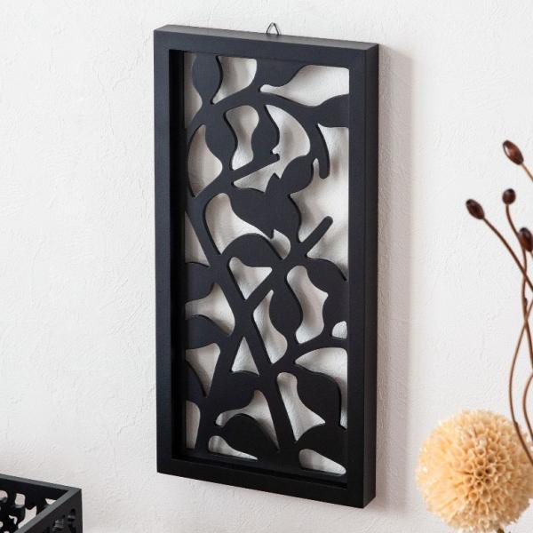 アートパネル レリーフ 壁掛け 木製 約20×40cm リーフ 植物 壁飾り 木彫り 彫刻 モダン ...