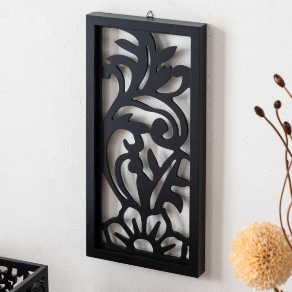 アートパネル 壁掛け 木製 壁飾り 約20×40cm リゾート 南国 木彫り 彫刻 モダン アジアン...